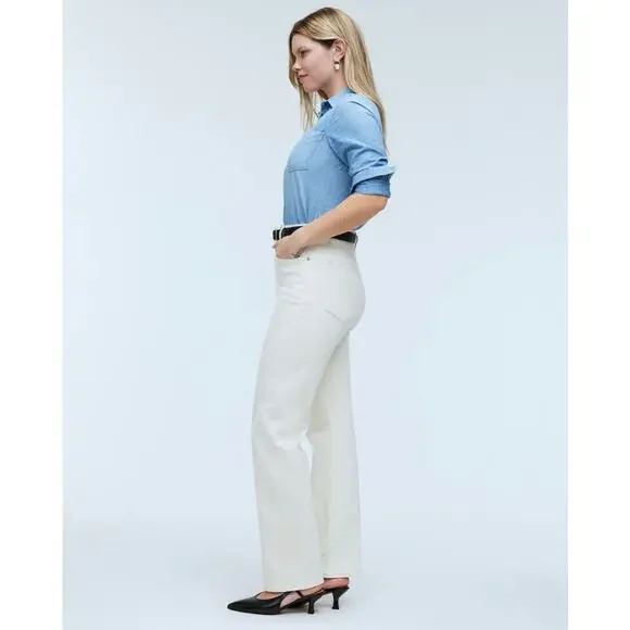 New Madewell The Curvy '90s Straight Jean Ivory Size W28 Tall - Picture 13 of 16
